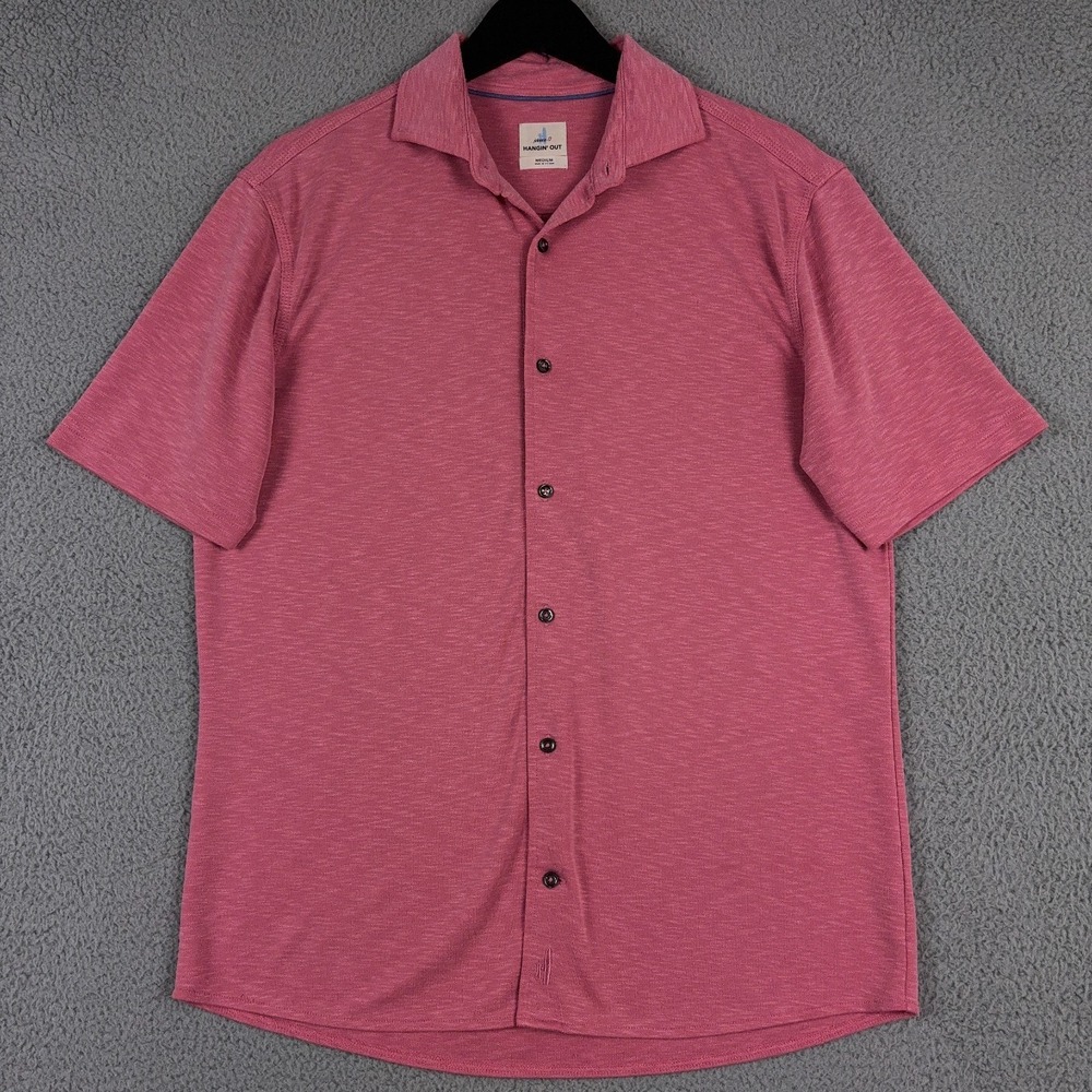 Johnnie O Shirt Medium Bandana Pink Stokes Button Up Modal Blend Short Sleeve